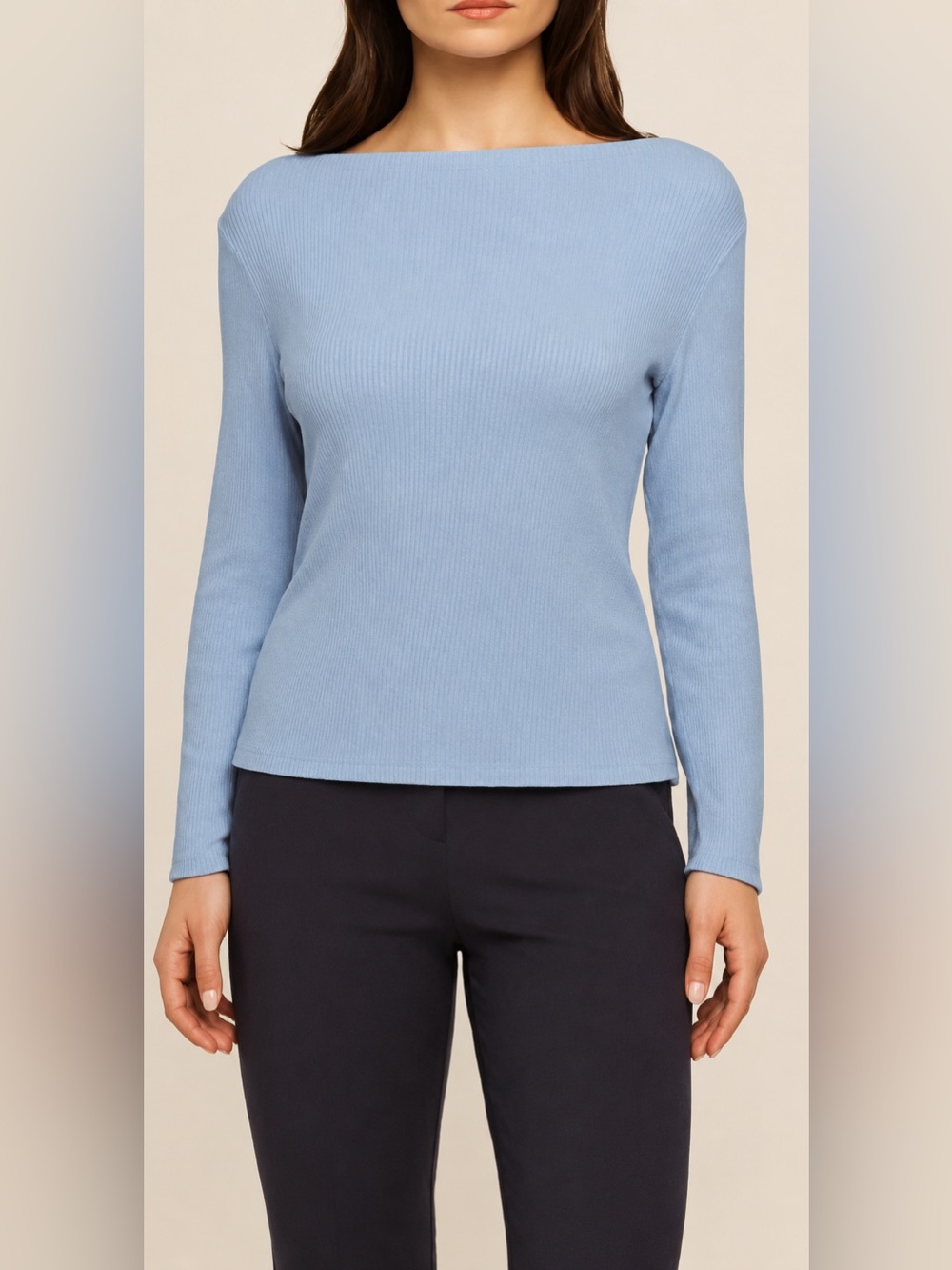 Banana Republic Light Blue Ribbed Long-Sleeve Women’s Top Medium NWT